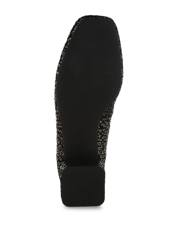 Ningen Leopard Print Block Heel Ballerinas - Tigbul's Variety Fashion Shop