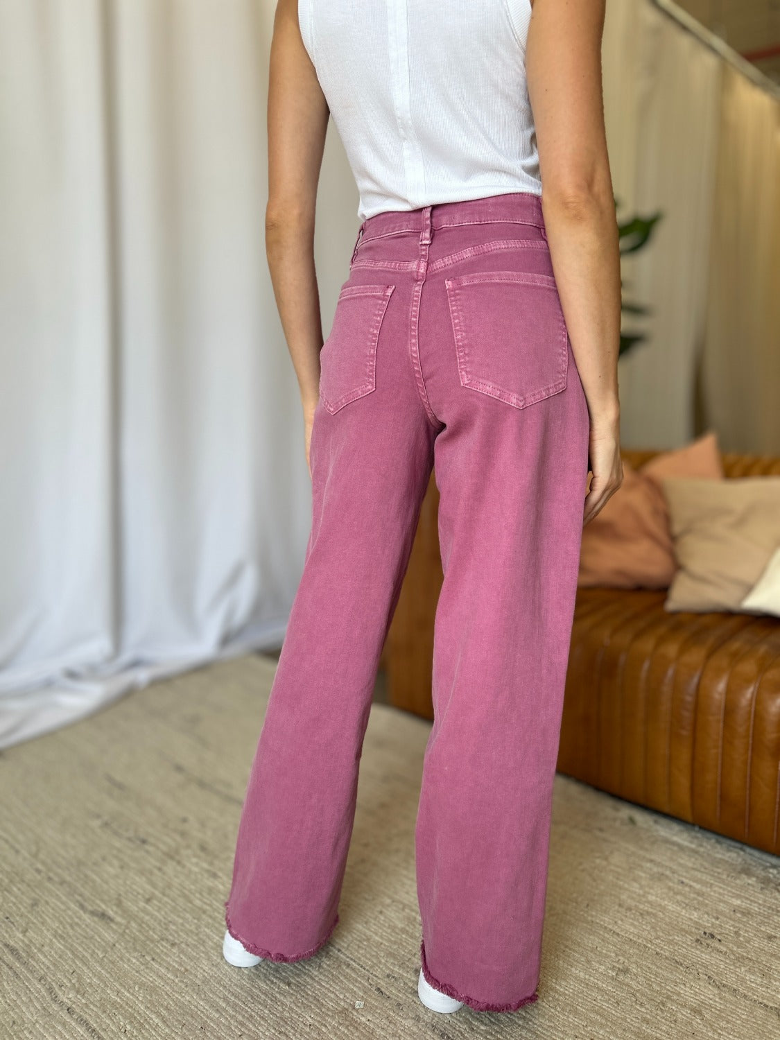 RFM Full Size High Rise Garment Dye Wide Leg Jeans - Tigbul's Variety Fashion Shop