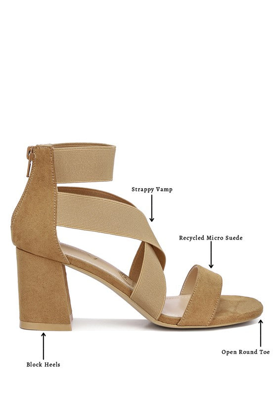 Benicia Elastic Strappy Block Heel Sandals - Tigbul's Variety Fashion Shop