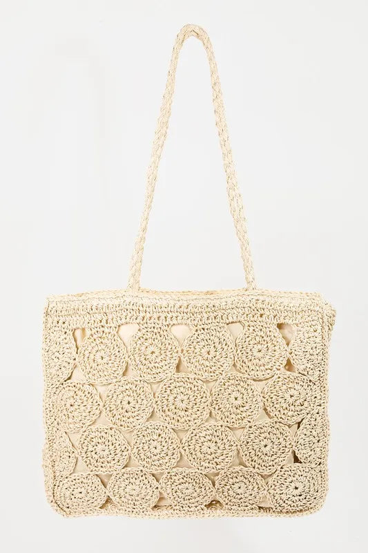 Fame Square Braided Pattern Tote Bag - Tigbul's Variety Fashion Shop