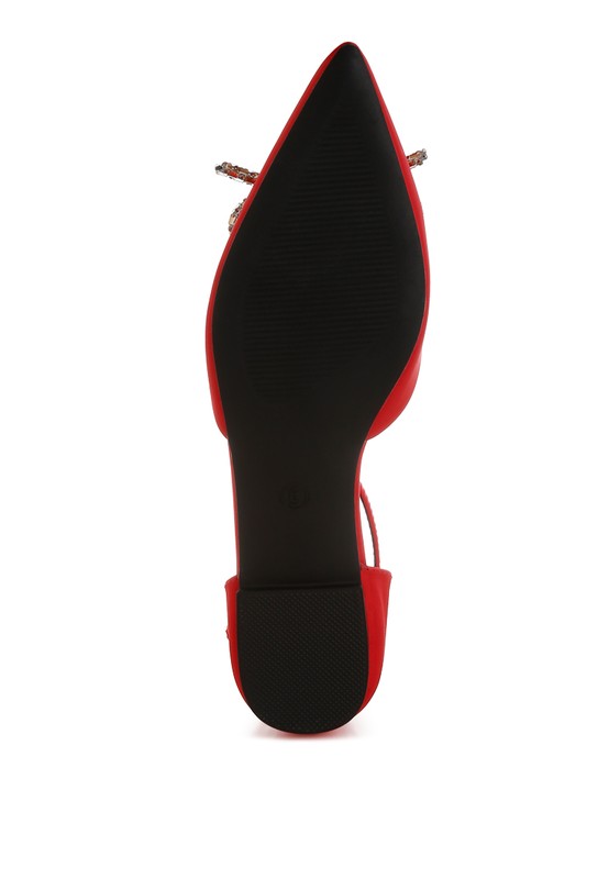 Simina Rhinestone Detail Bow Flat Sandals - Tigbul's Variety Fashion Shop