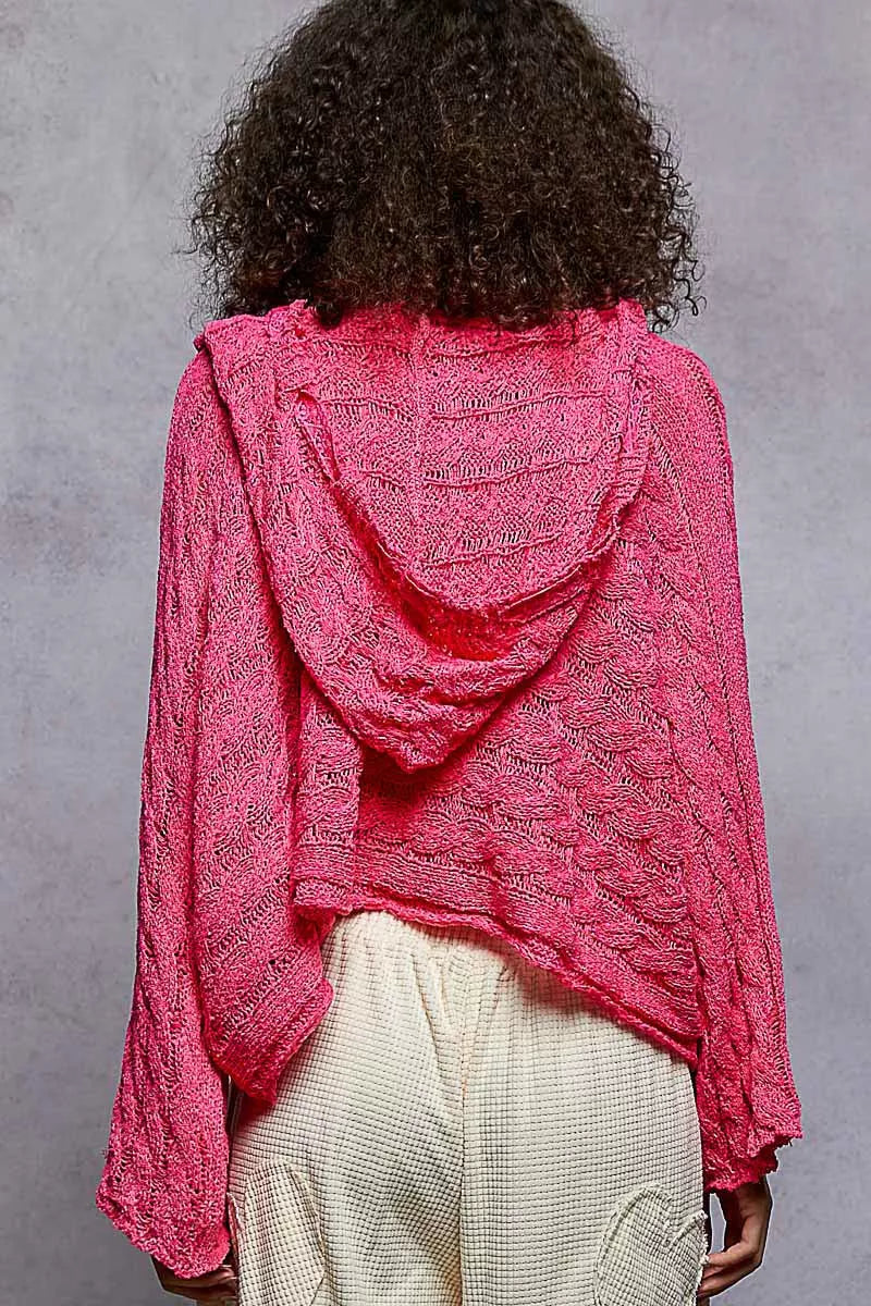 POL Cropped Hooded Knit Top with Full Sleeves - Tigbul's Variety Fashion Shop