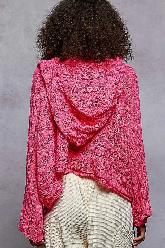 POL Cropped Hooded Knit Top with Full Sleeves - Tigbul's Variety Fashion Shop