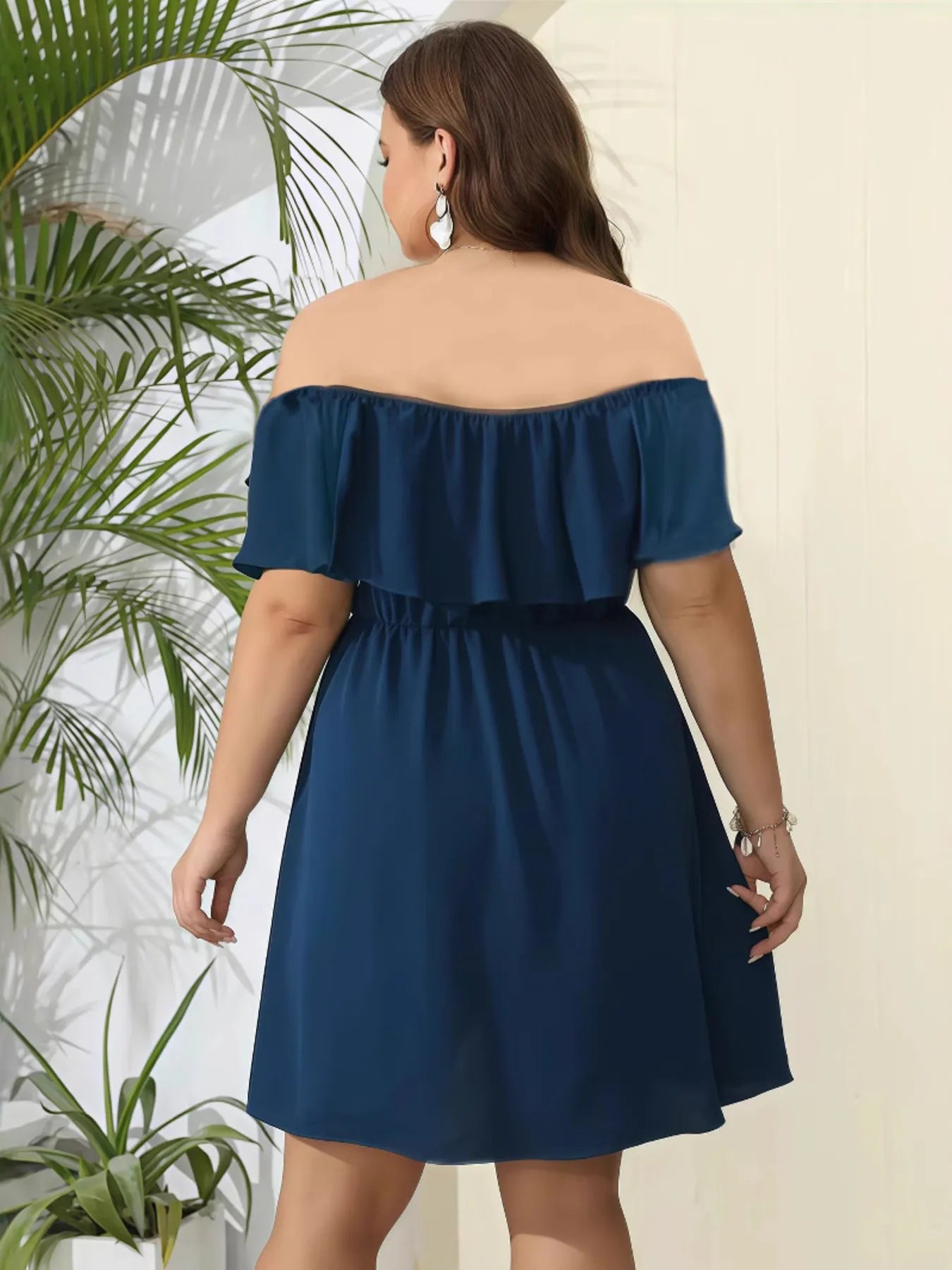 Off-Shoulder Ruffle Summer Dress with Elastic Waist - Tigbul's Variety Fashion Shop