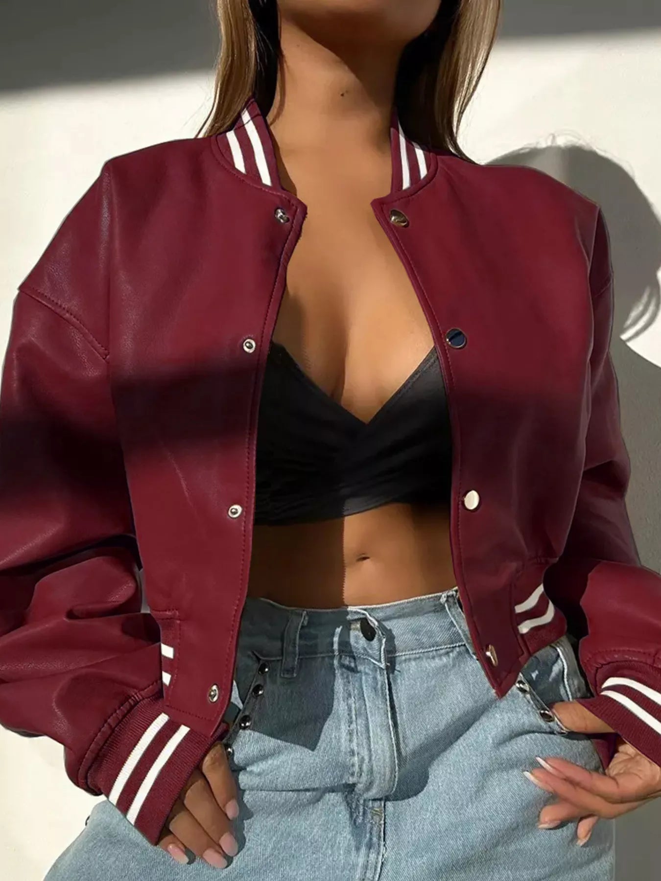 Snap Down Long Sleeve Jacket - Tigbul's Variety Fashion Shop