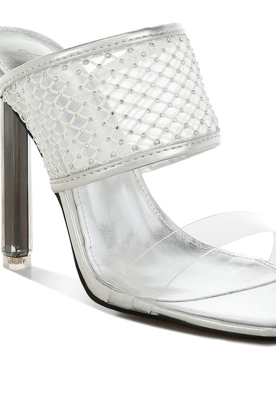 Salween Clear Embellished Square Toe Heels - Tigbul's Variety Fashion Shop