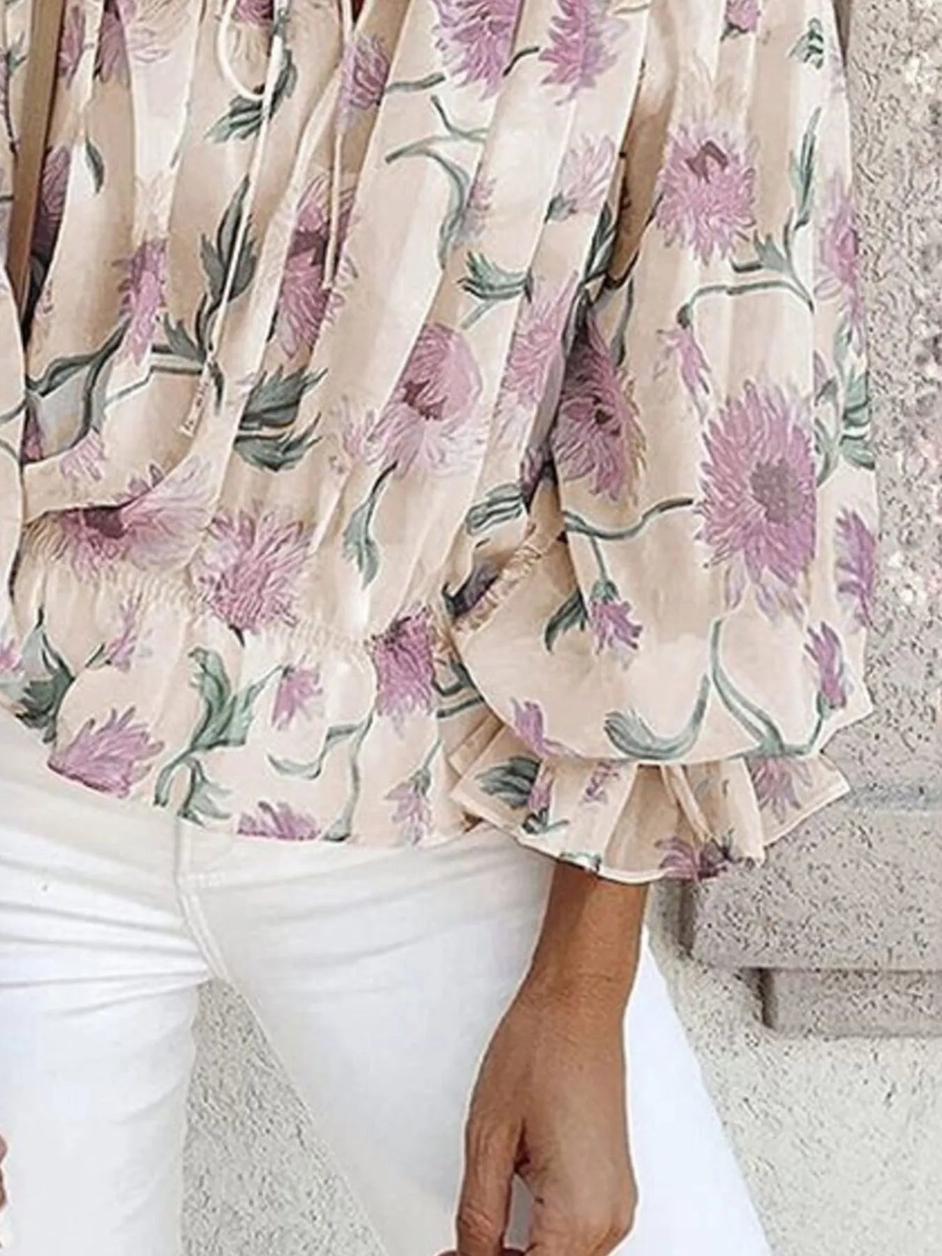 Off-Shoulder Floral Print Blouse - Tigbul's Variety Fashion Shop