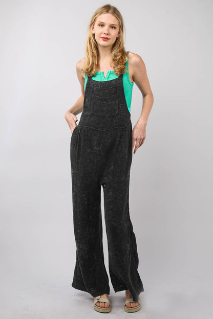 VERY J Texture Washed Wide Leg Overalls - Tigbuls Variety Fashion