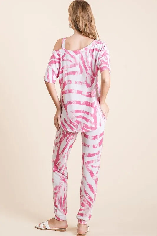 Zebra Print French Terry Fuchsia Top and Pants Set - Tigbul's Variety Fashion Shop