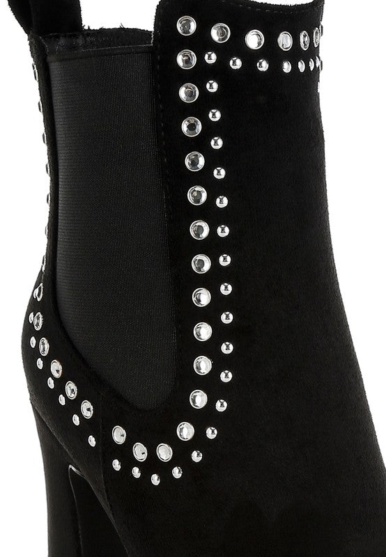 Dalton Studs Embellished High Ankle Boots - Tigbul's Variety Fashion Shop