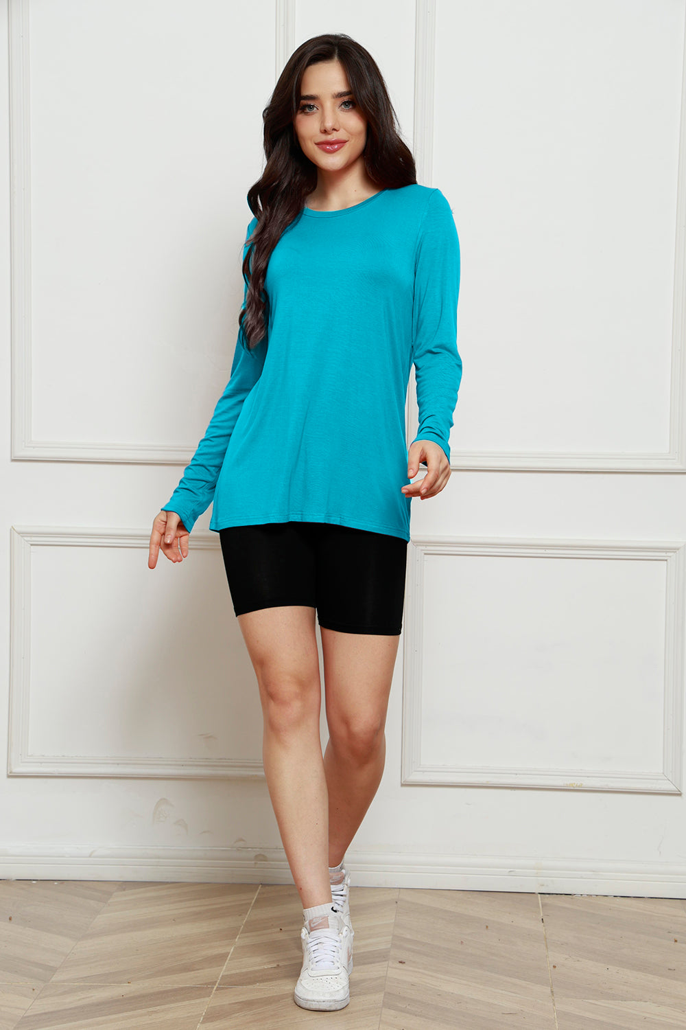 Round Neck Long Sleeve Top - Tigbuls Variety Fashion