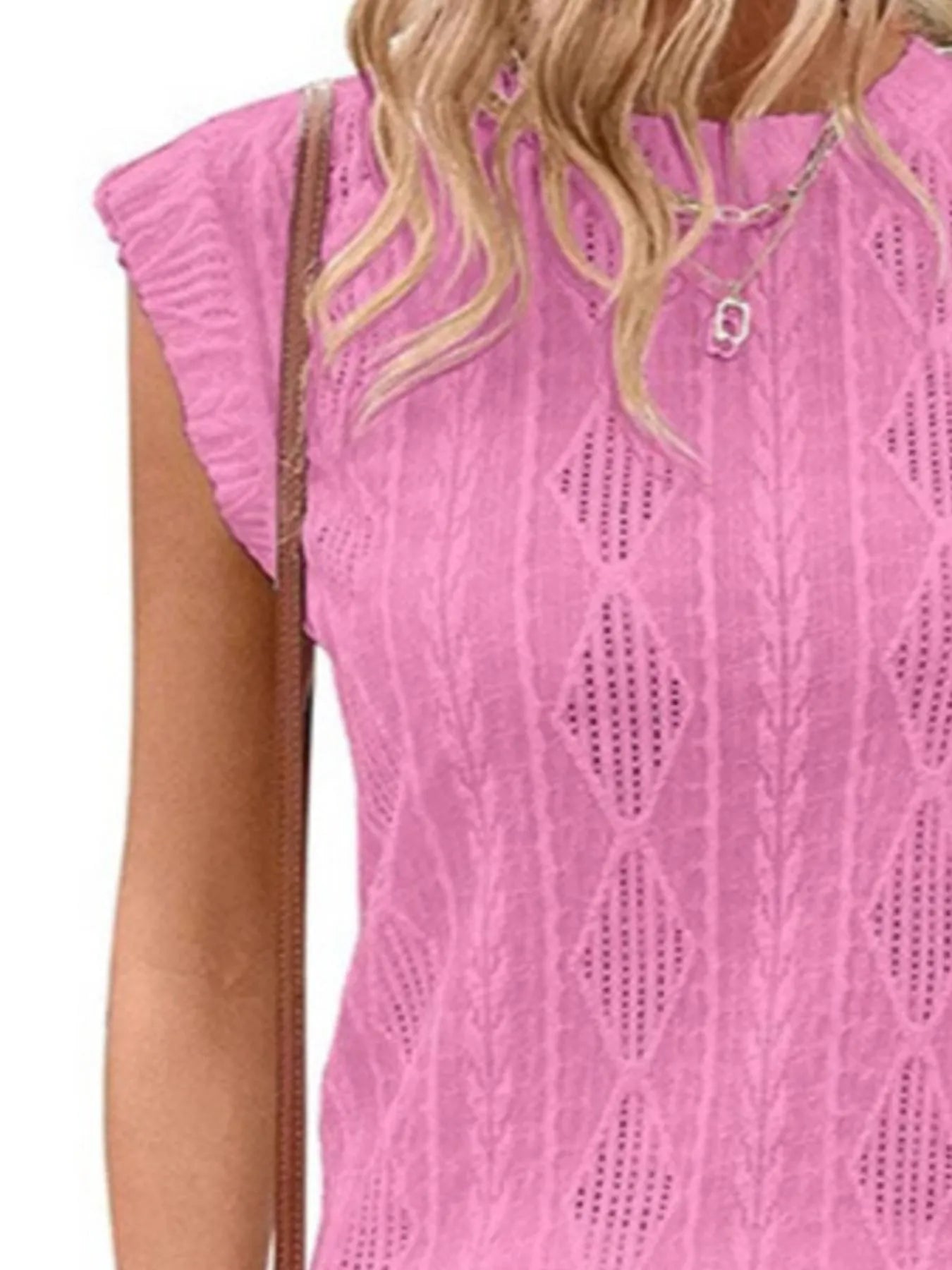 Openwork Round Neck Top - Tigbul's Variety Fashion Shop