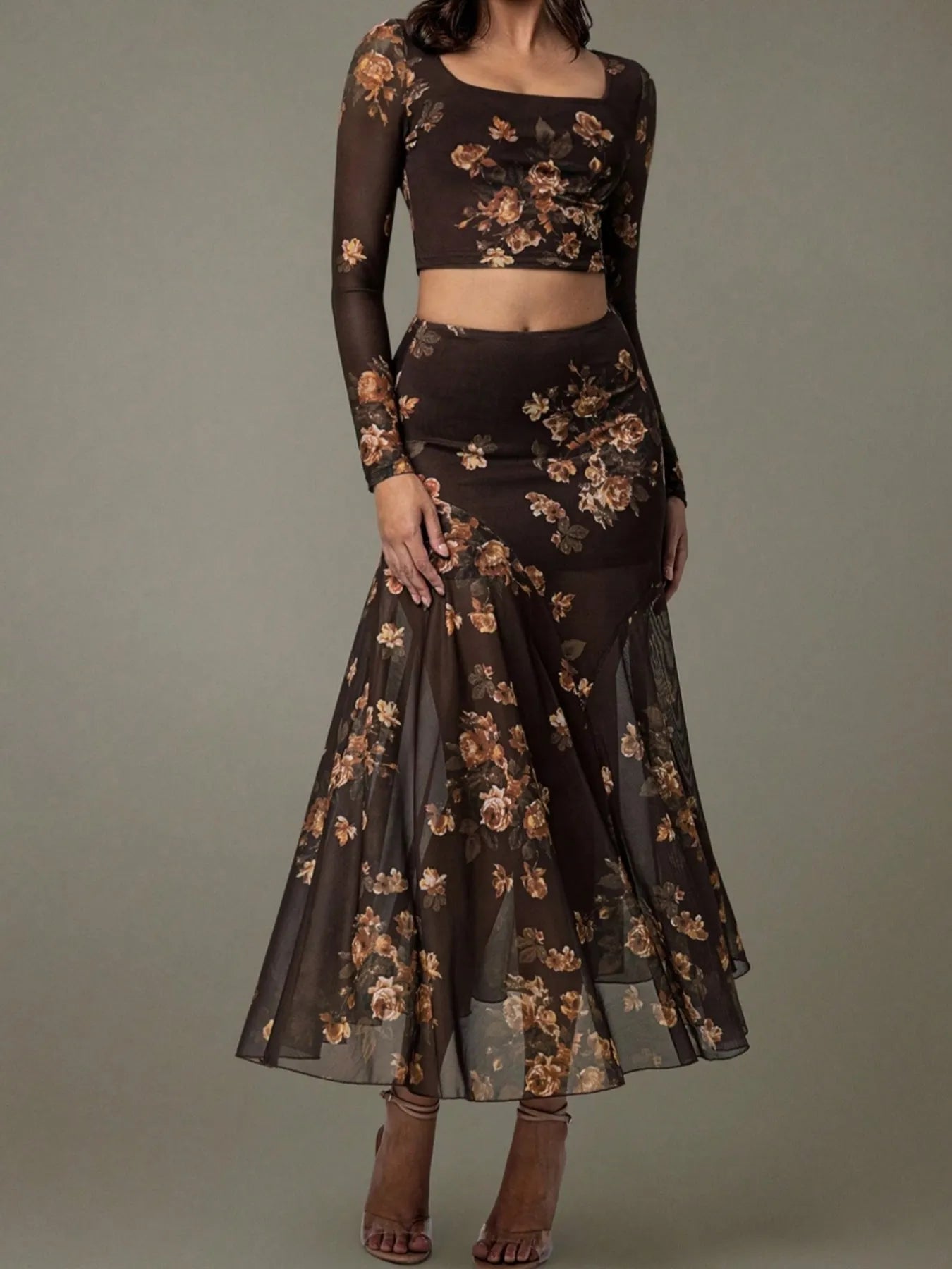 Floral Square Neck Top and Skirt Set - Tigbul's Variety Fashion Shop