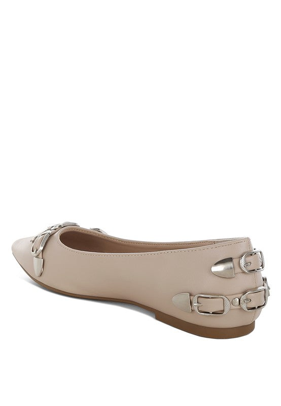 Golini Belt Buckle Detail Ballerinas - Tigbul's Variety Fashion Shop