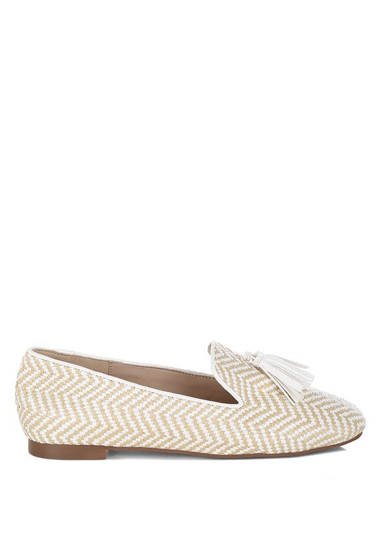 Dara Raffia Tassels Detail Loafers - Tigbul's Variety Fashion Shop