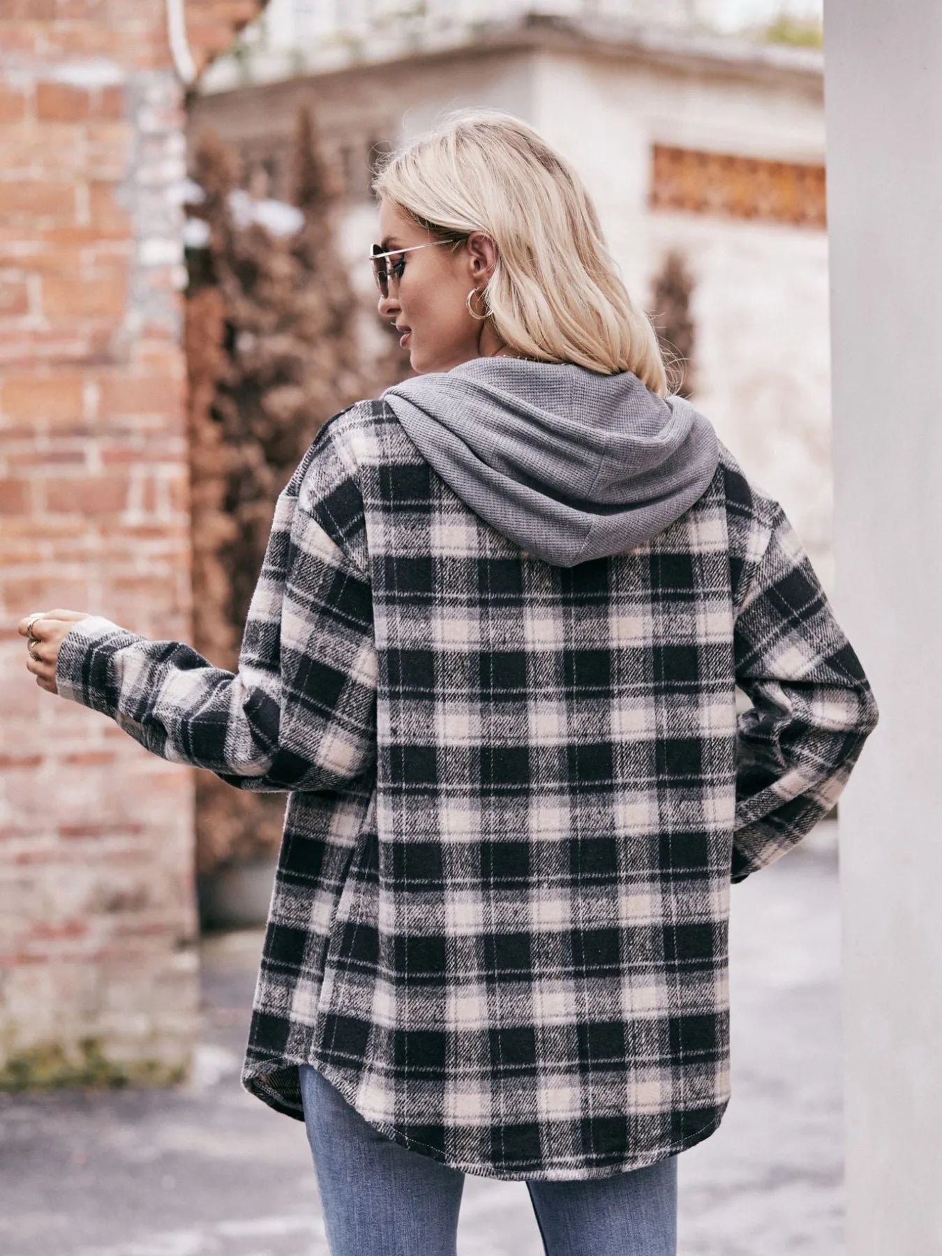 Oversized Plaid Button Up Shacket - Tigbul's Variety Fashion Shop