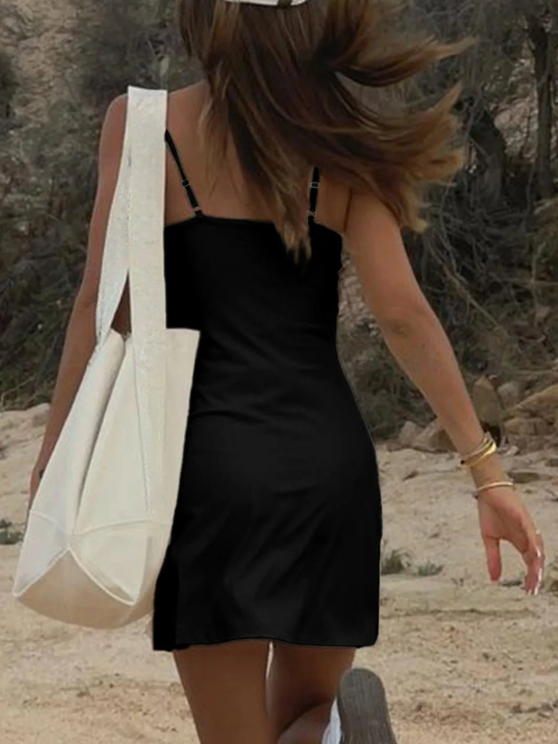 Black Casual Spaghetti Strap Mini Dress - Tigbul's Variety Fashion Shop