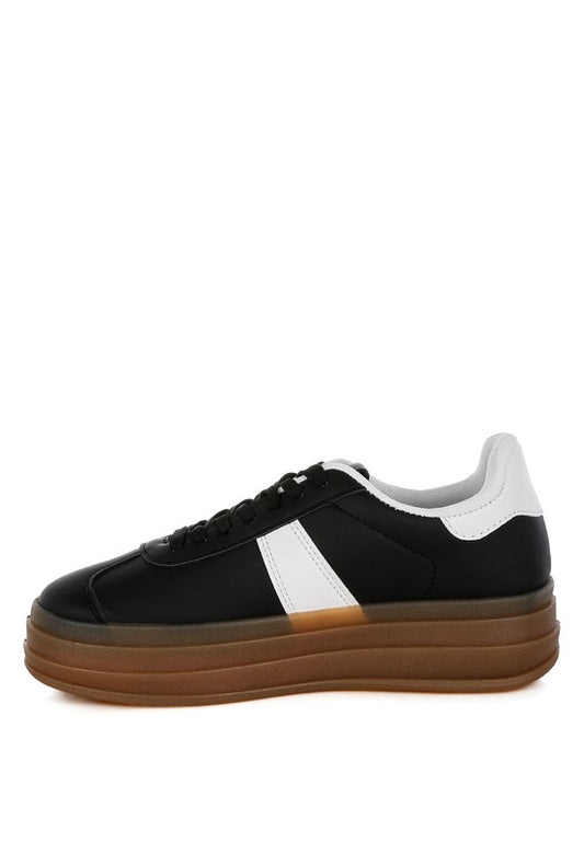 Knockout Faux Leather Lace-Up Sneakers - Tigbul's Variety Fashion Shop