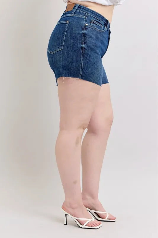 Judy Blue Plus Size High Waist Criss-Cross Waistband Denim Shorts - Tigbul's Variety Fashion Shop