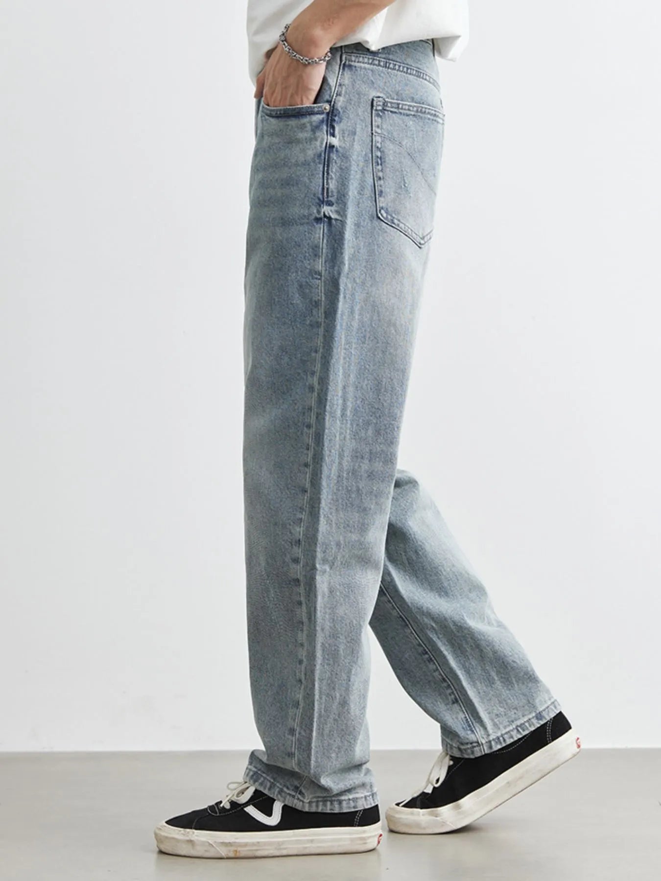 Men's Washed Wide Leg Distressed Jeans - Tigbul's Variety Fashion Shop