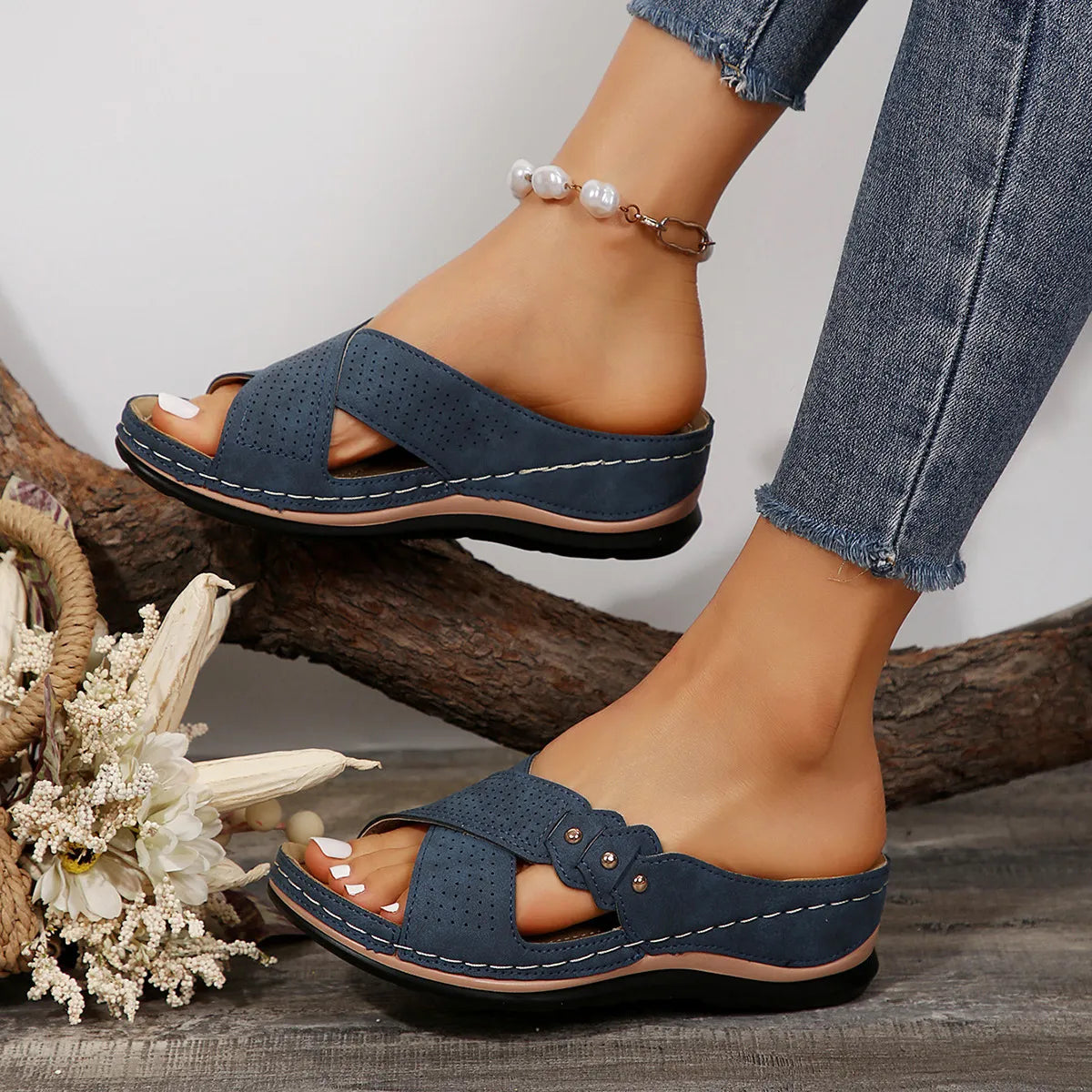 Crisscross Open Toe Wedge Sandals - Tigbul's Variety Fashion Shop