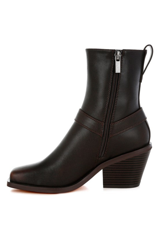 Baccata Elevated Harness Detail Ankle Boots - Tigbul's Variety Fashion Shop