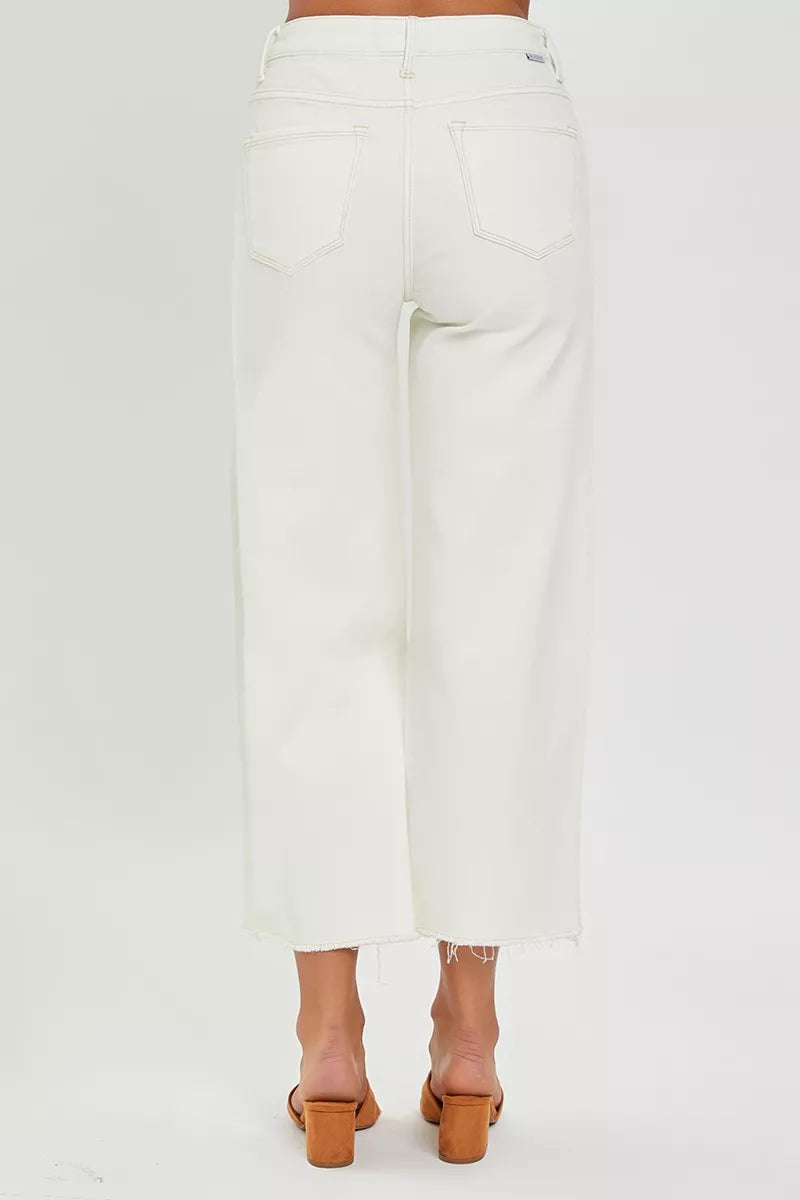 RISEN Tummy Control High Rise Crop Wide Jeans - Tigbul's Variety Fashion Shop