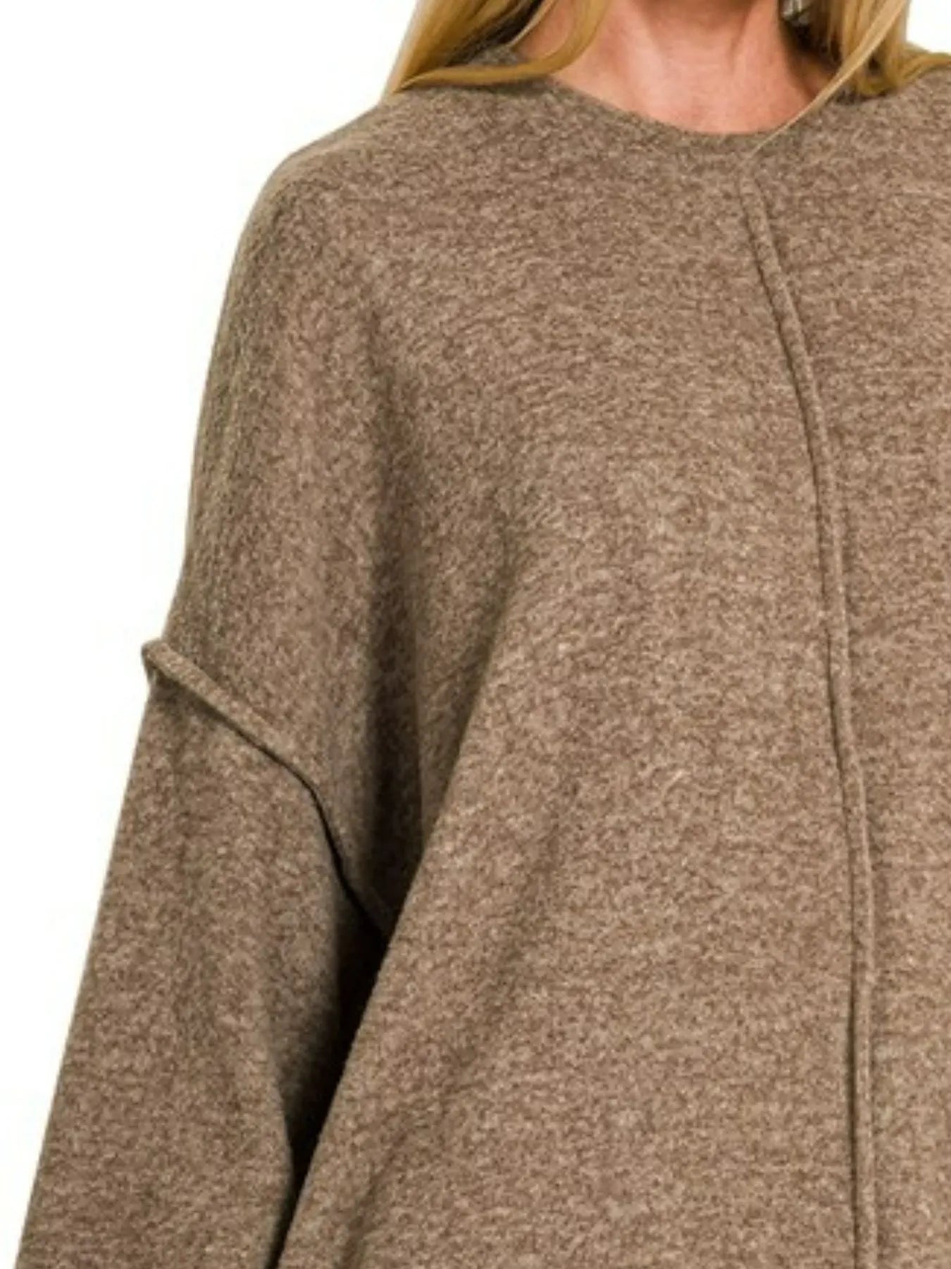 Zenana Brushed Melange Hacci Oversized Sweater - Tigbul's Variety Fashion Shop