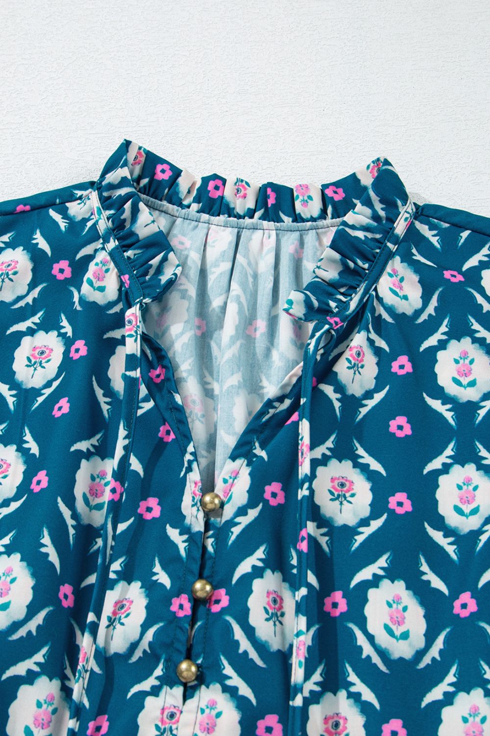 Printed Tie Neck Ruffled Cap Sleeve Dress - Tigbul's Variety Fashion Shop