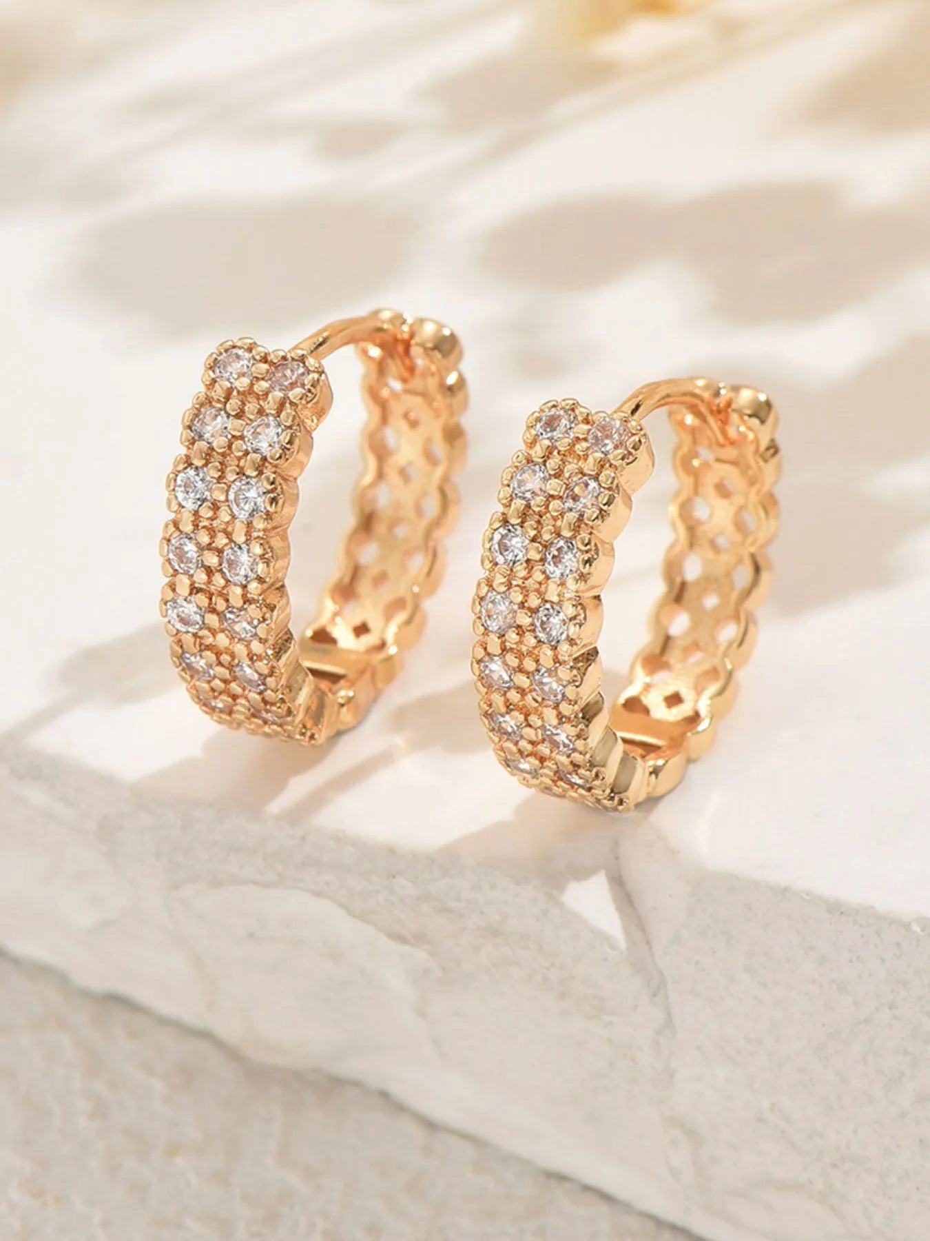 Inland Zircon Hoop Earrings - Tigbul's Variety Fashion Shop