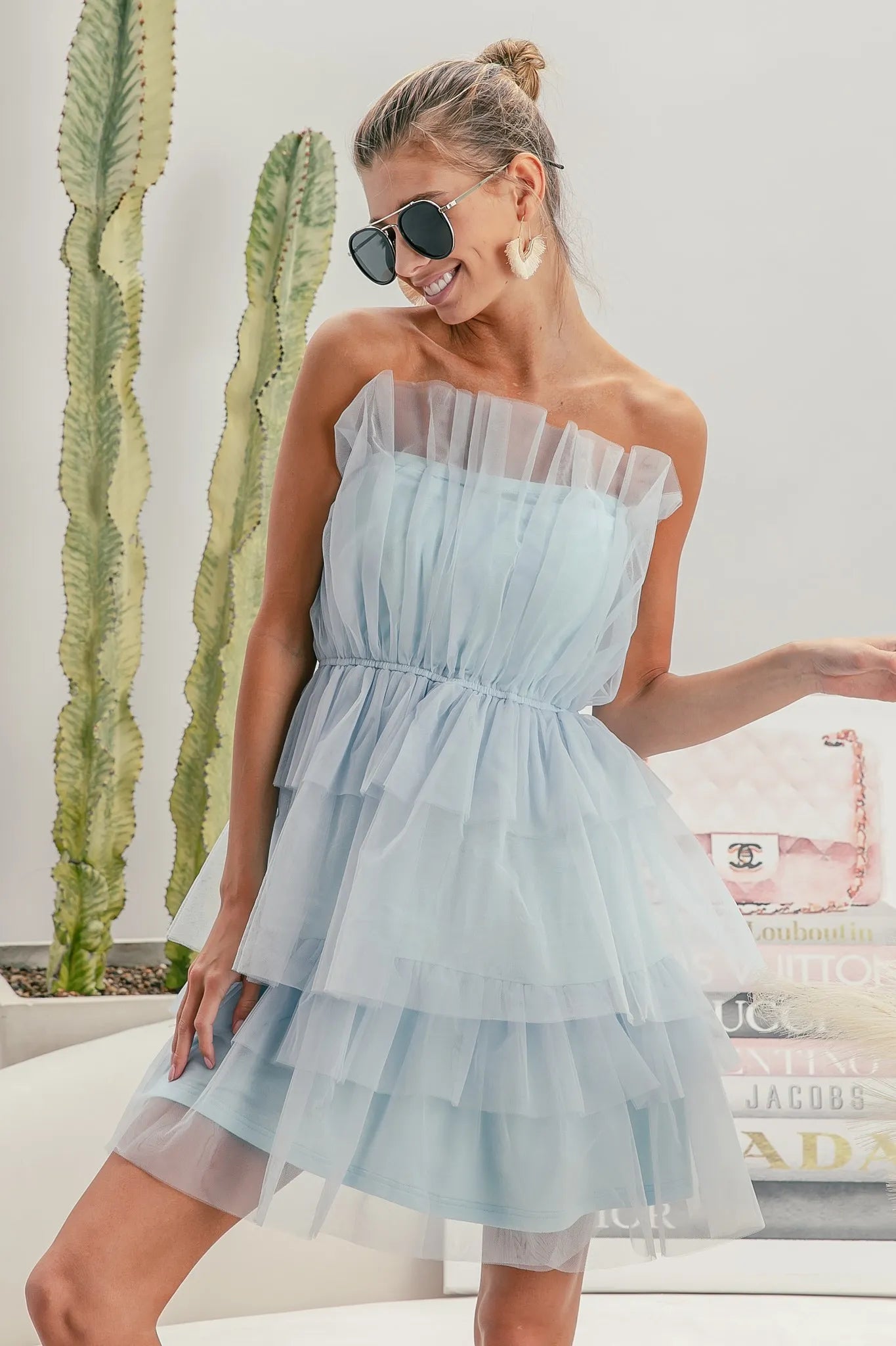 BiBi Sleeveless Layered Organza Dress - Tigbul's Variety Fashion Shop
