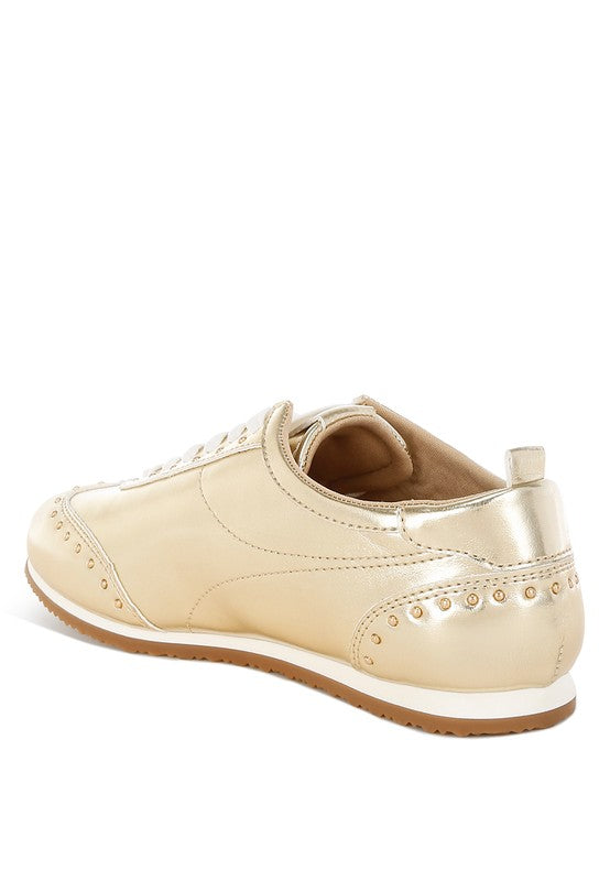 Yorika Studded Metallic Pleather Sneakers - Tigbul's Variety Fashion Shop