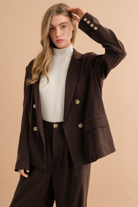 DOUBLE BUTTON BLAZER JACKET - Tigbul's Variety Fashion Shop