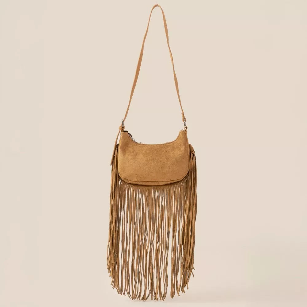 Fame Suede Fringe Crossbody Bag - Tigbul's Variety Fashion Shop