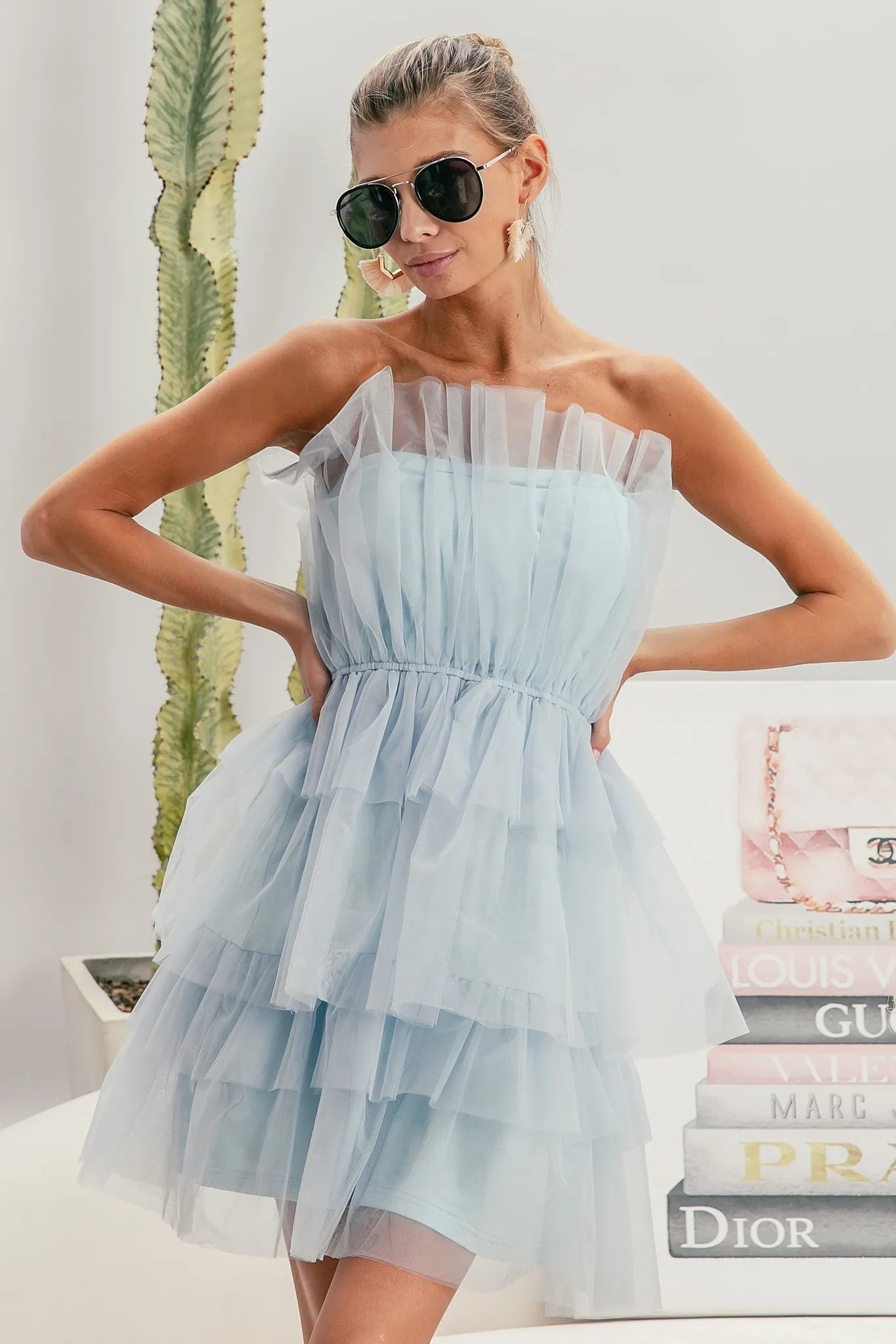 BiBi Sleeveless Layered Organza Dress - Tigbul's Variety Fashion Shop