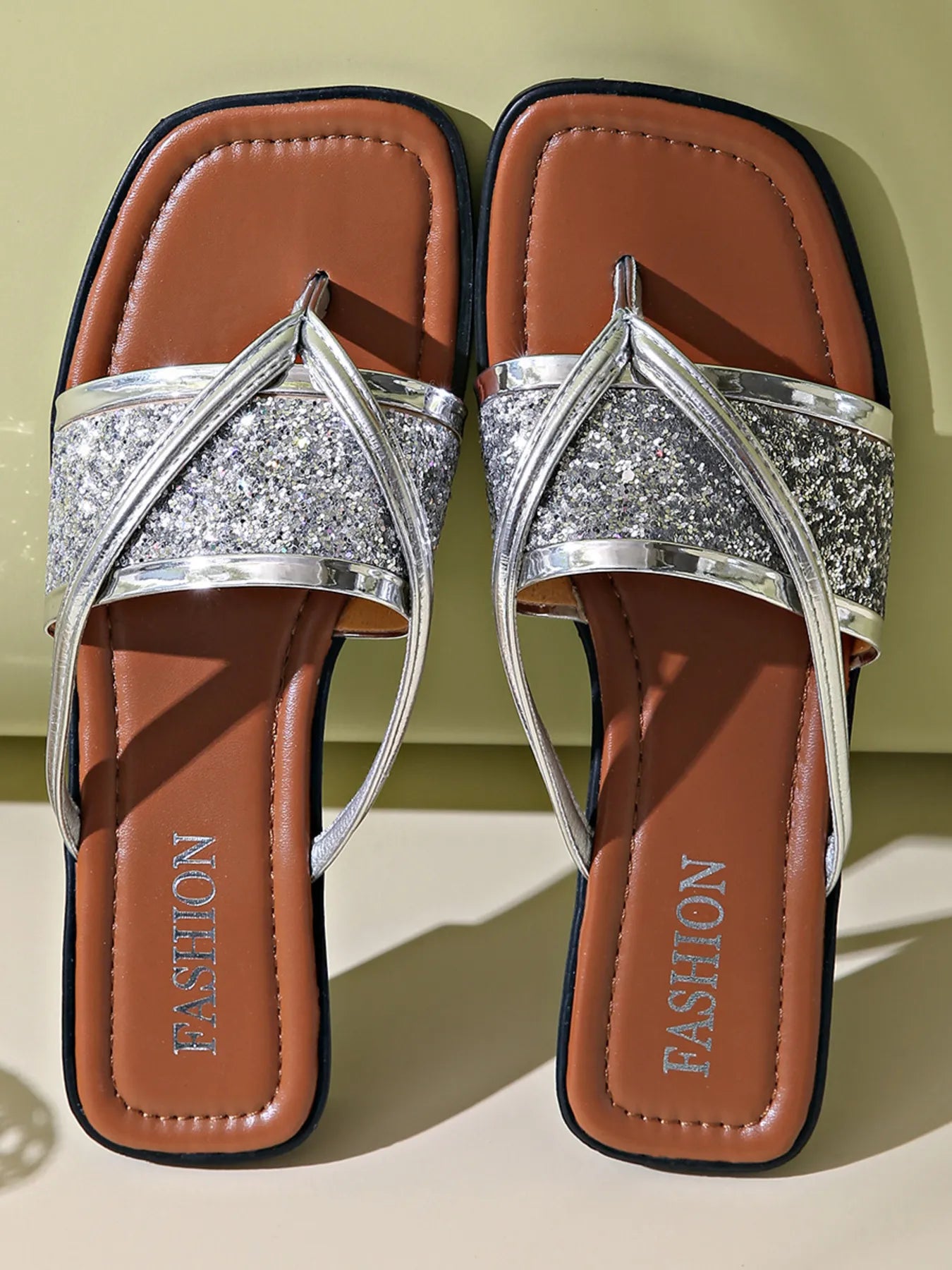 Glitter Cross-Strap Sandals - Tigbul's Variety Fashion Shop