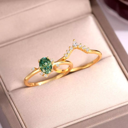 1 Carat Moissanite 925 Sterling Silver 2 Piece Ring - Tigbul's Variety Fashion Shop