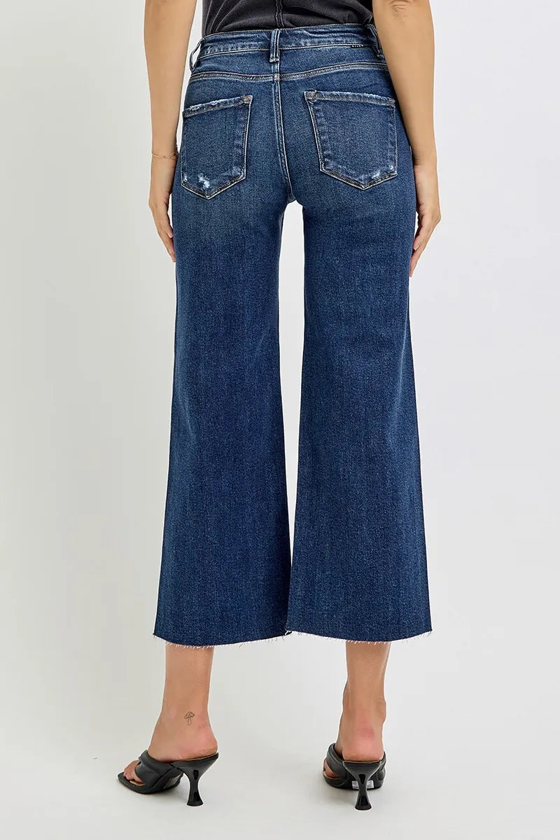 RISEN Full Size High Rise Crop Wide Button Up Jeans Plus Size - Tigbul's Variety Fashion Shop