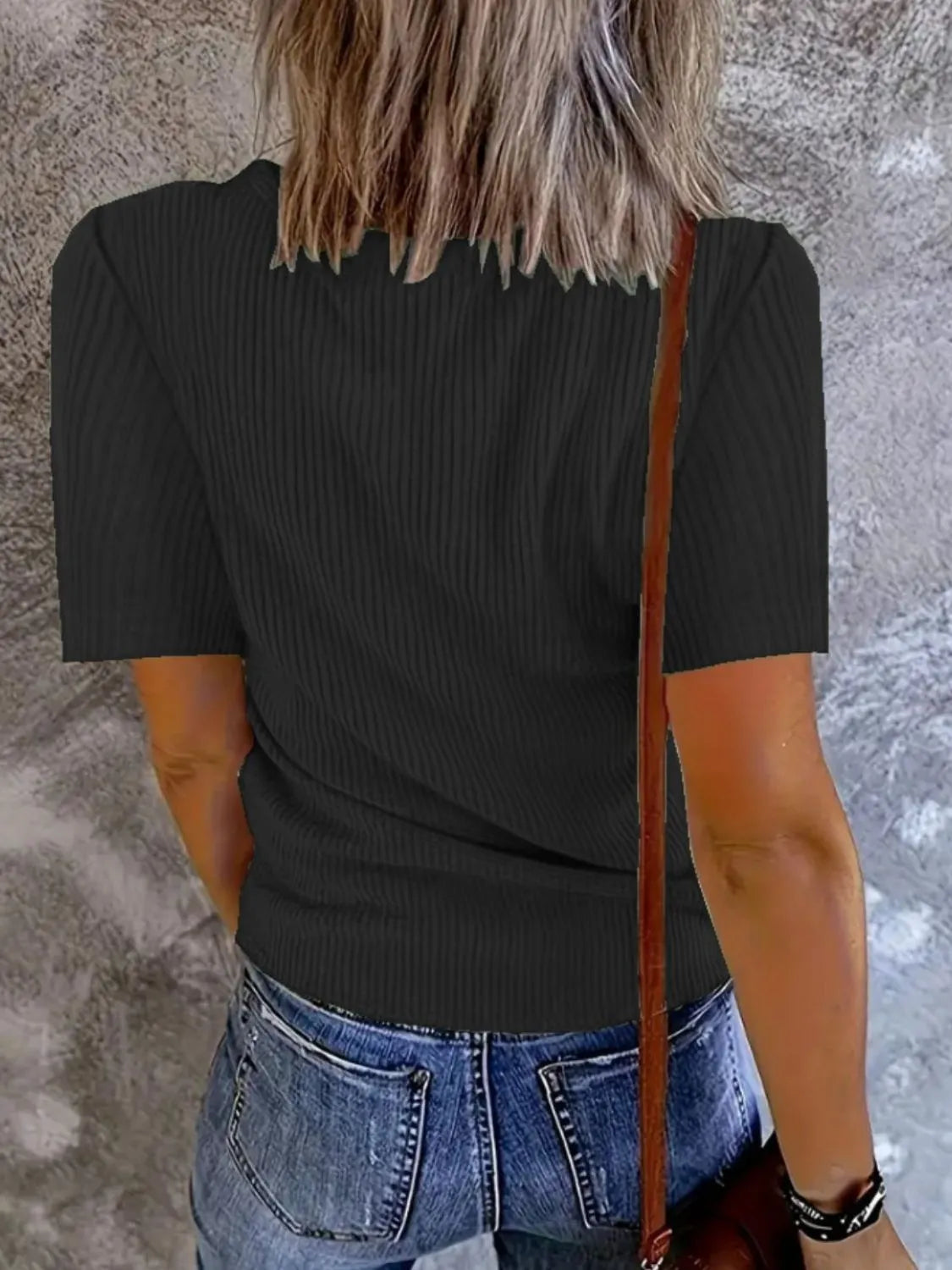 Solid V-Neck Short Sleeve T-Shirt - Tigbul's Variety Fashion Shop