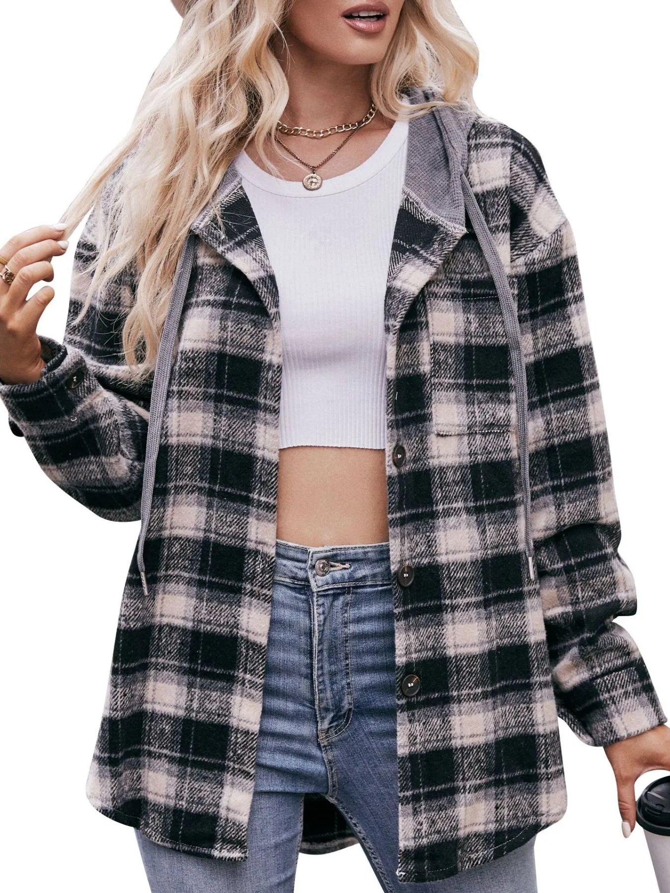 Oversized Plaid Button Up Shacket - Tigbul's Variety Fashion Shop