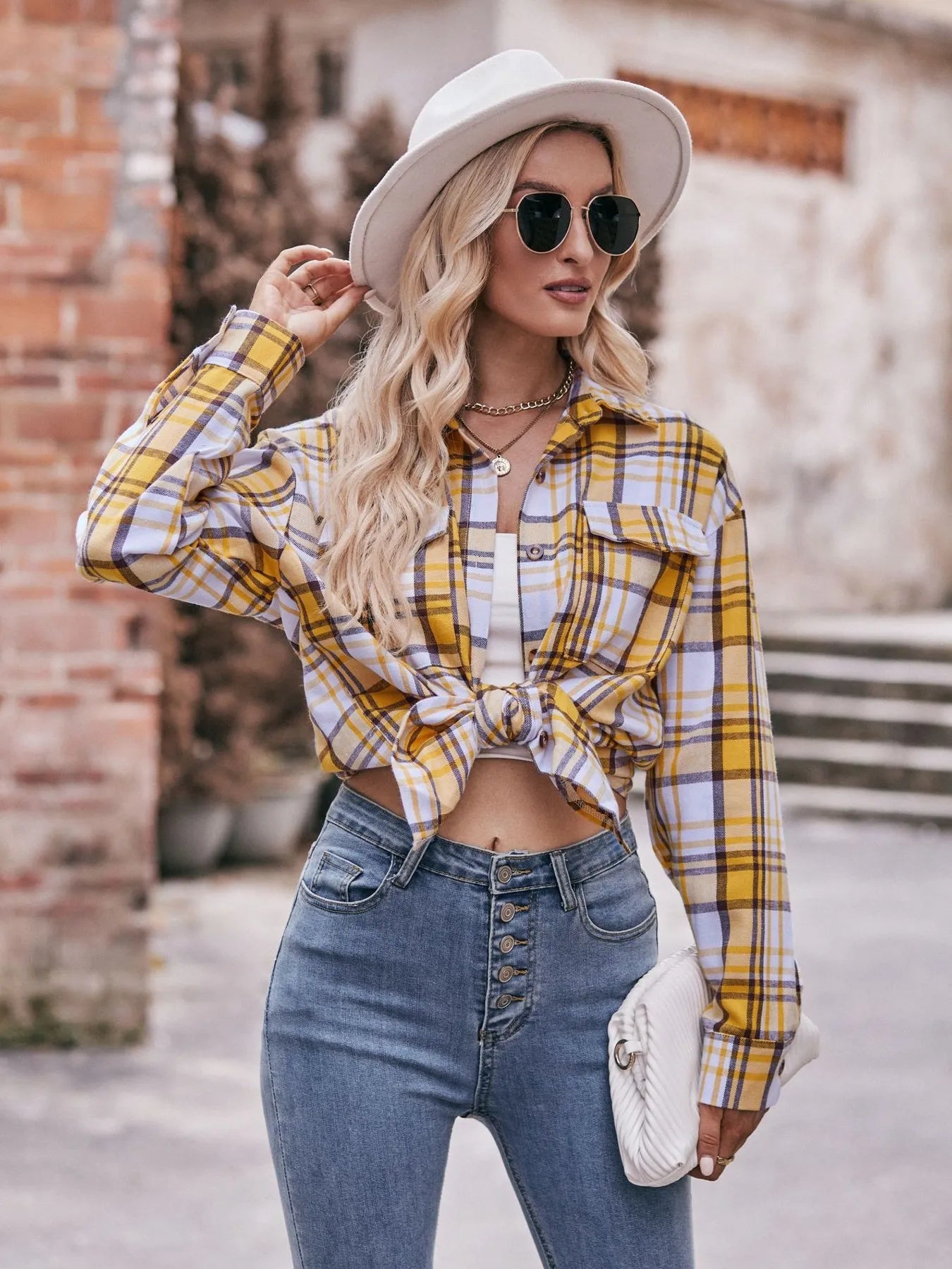 Plaid Button-Down Long Sleeve Shirt - Tigbul's Variety Fashion Shop
