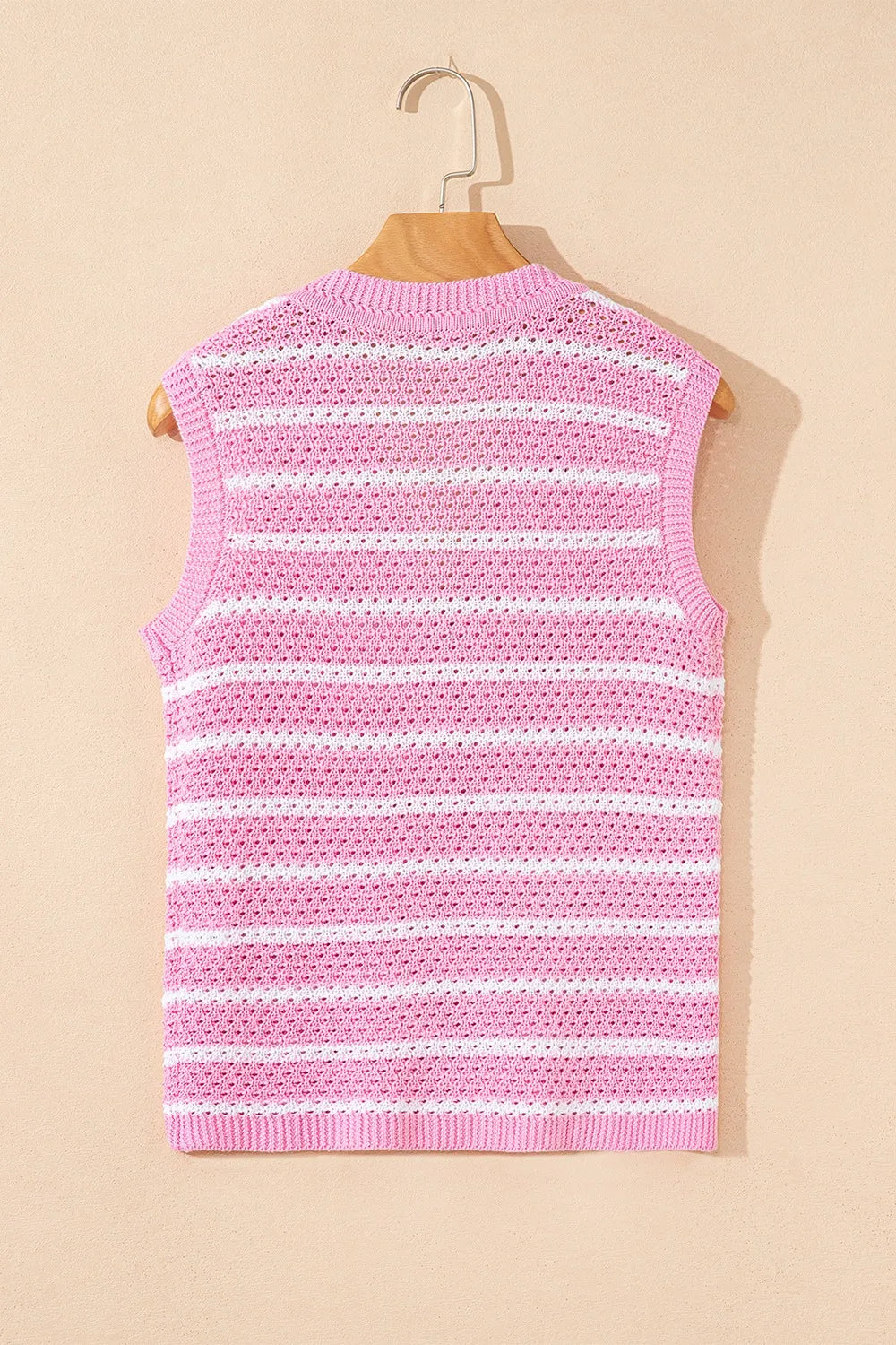 Striped Button-Up Knit Sweater Vest - Tigbul's Variety Fashion Shop
