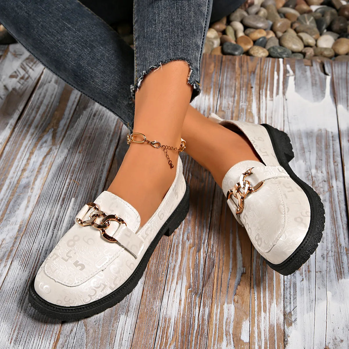 Round Toe Block Heels Loafers - Tigbul's Variety Fashion Shop