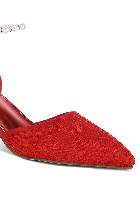 Laika Lace Kitten Heel Sandals - Tigbul's Variety Fashion Shop