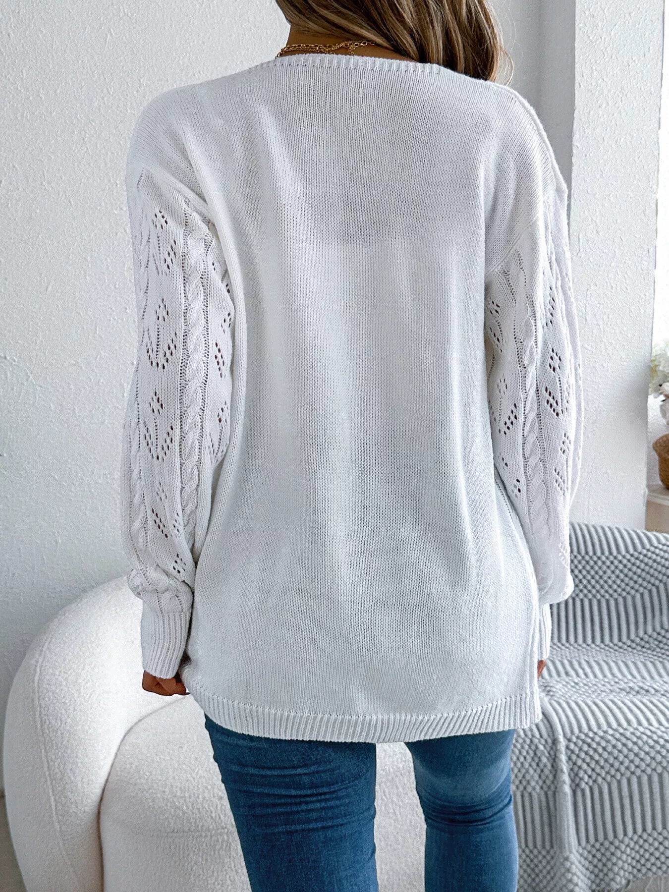 Openwork Open Front Long Sleeve Cardigan - Tigbul's Variety Fashion Shop