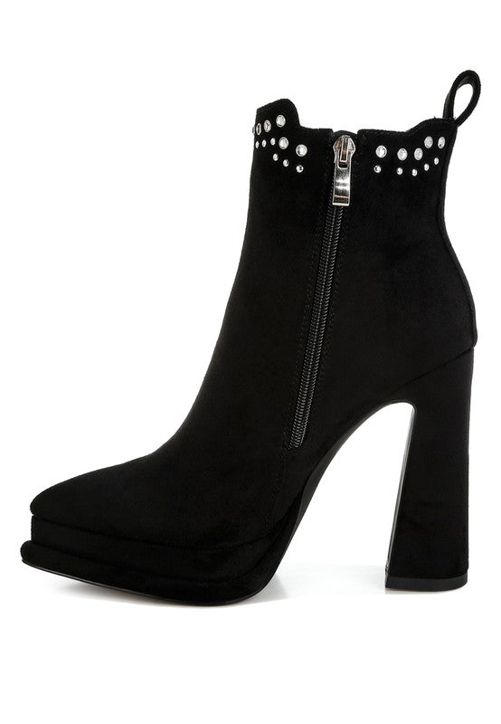 Dalton Studs Embellished High Ankle Boots - Tigbul's Variety Fashion Shop