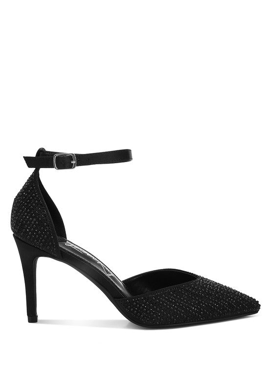 Wanda Pearls & Sequins Embellished High Heel Sandals - Tigbul's Variety Fashion Shop