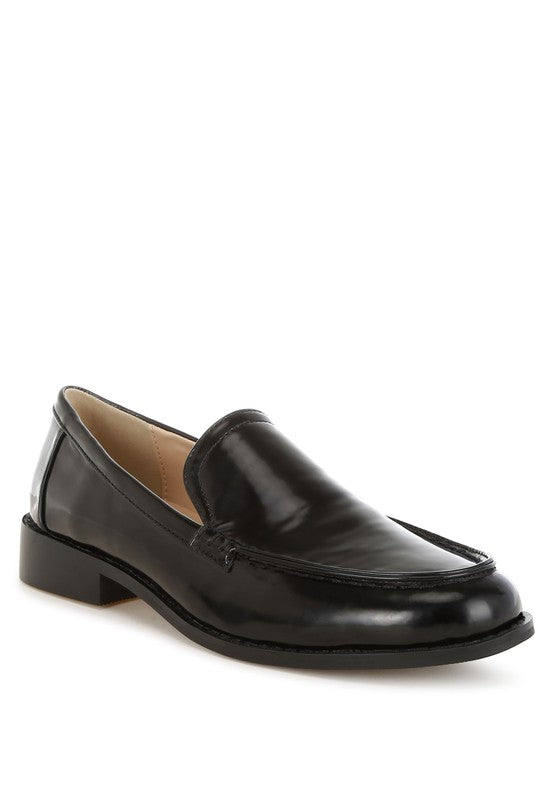 Corleone Pleather Stacked Heel Loafers - Tigbul's Variety Fashion Shop
