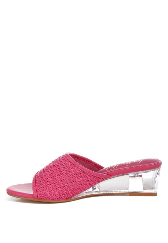 Osminda Raffia Clear Heel Wedge Sandals - Tigbul's Variety Fashion Shop