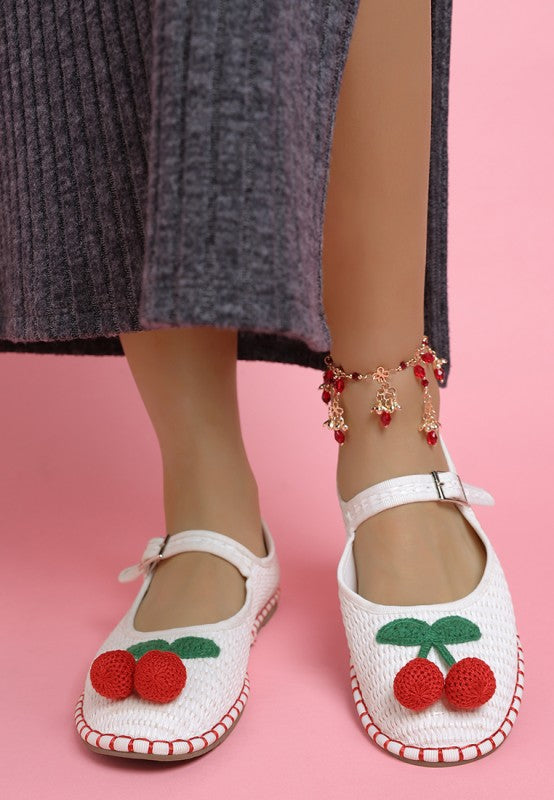 Brunch Date Cherry Accent Mary Jane Flats - Tigbul's Variety Fashion Shop